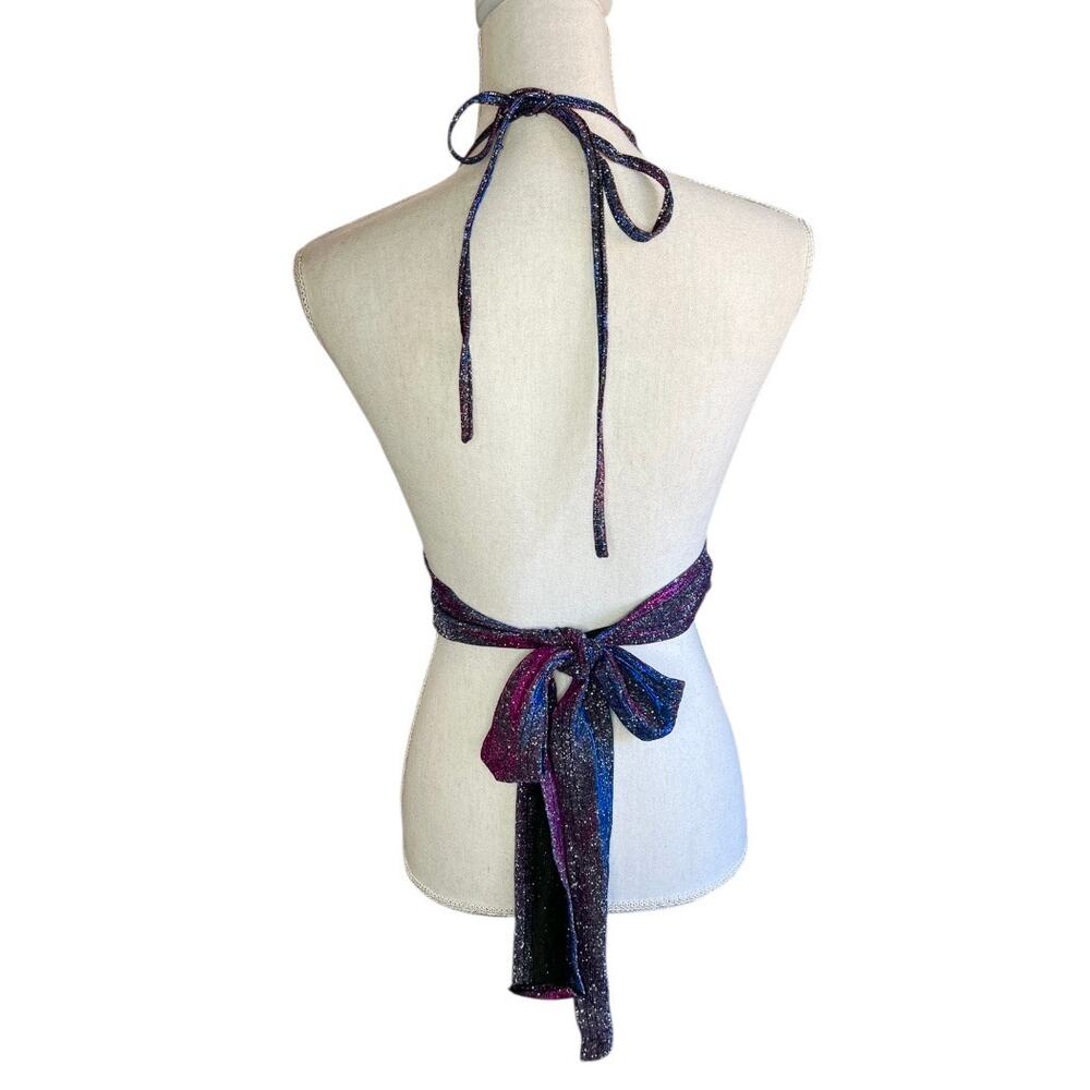CIDER purple glitter Halter Crop Top NEW rave festival baddie retro disco - Picture 5 of 8